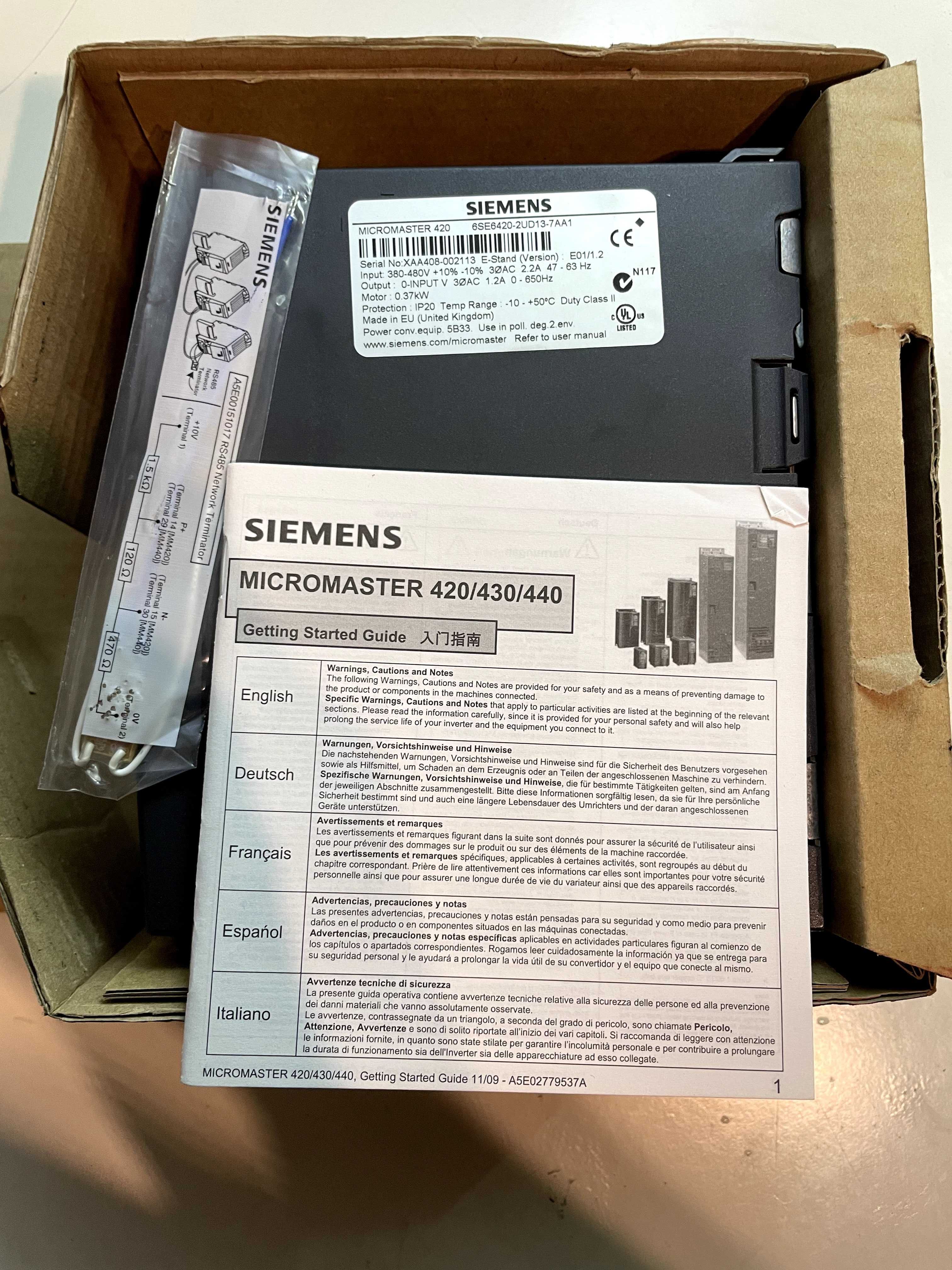 siemens micromaster 420 6se6420-2ud13-7aa1