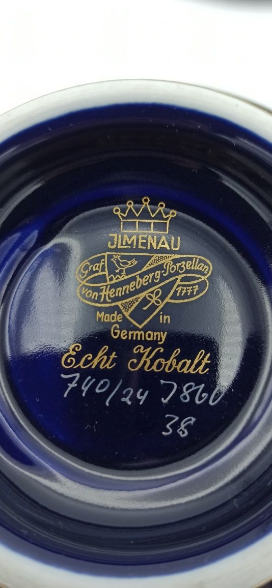 Wielka Bombonierka Porcelana ILMENAU Echt Kobalt Brabant h 18 cm
