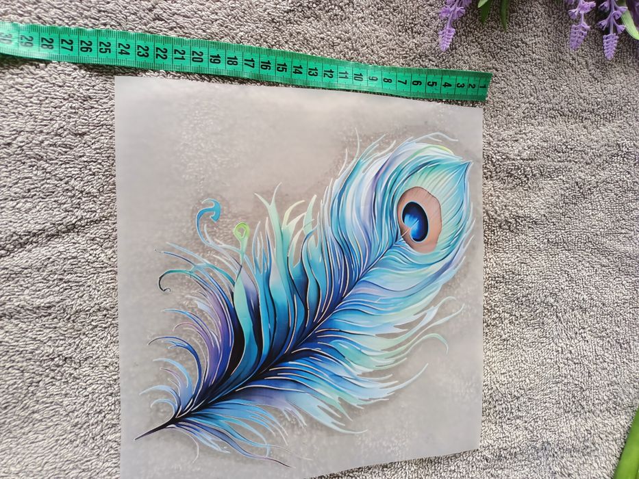 Termoprzylepna naklejka na odzież pawie pióro