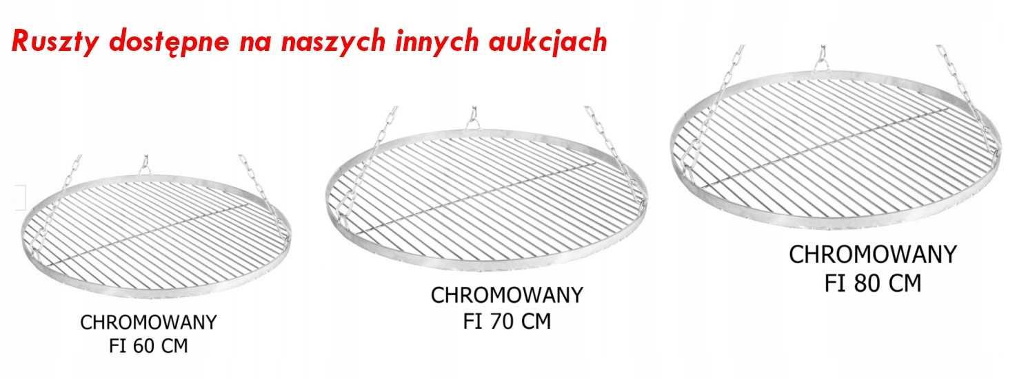 RUSZT CHROMOWANY 60 70 80cm okrągły wiszący grillowy na trójnóg