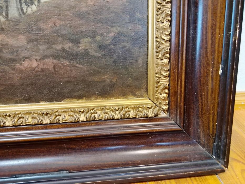 Stary obraz na płótnie sygnowany