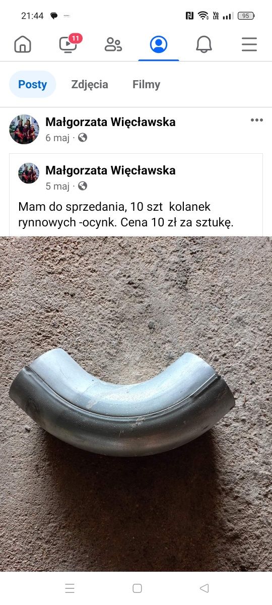 Sprzedam 10 szt . kolanek rynnowych - ocynk.