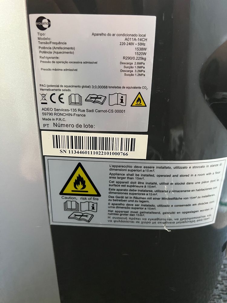 Ar Condicionado Portátil Equation A011A-14CH