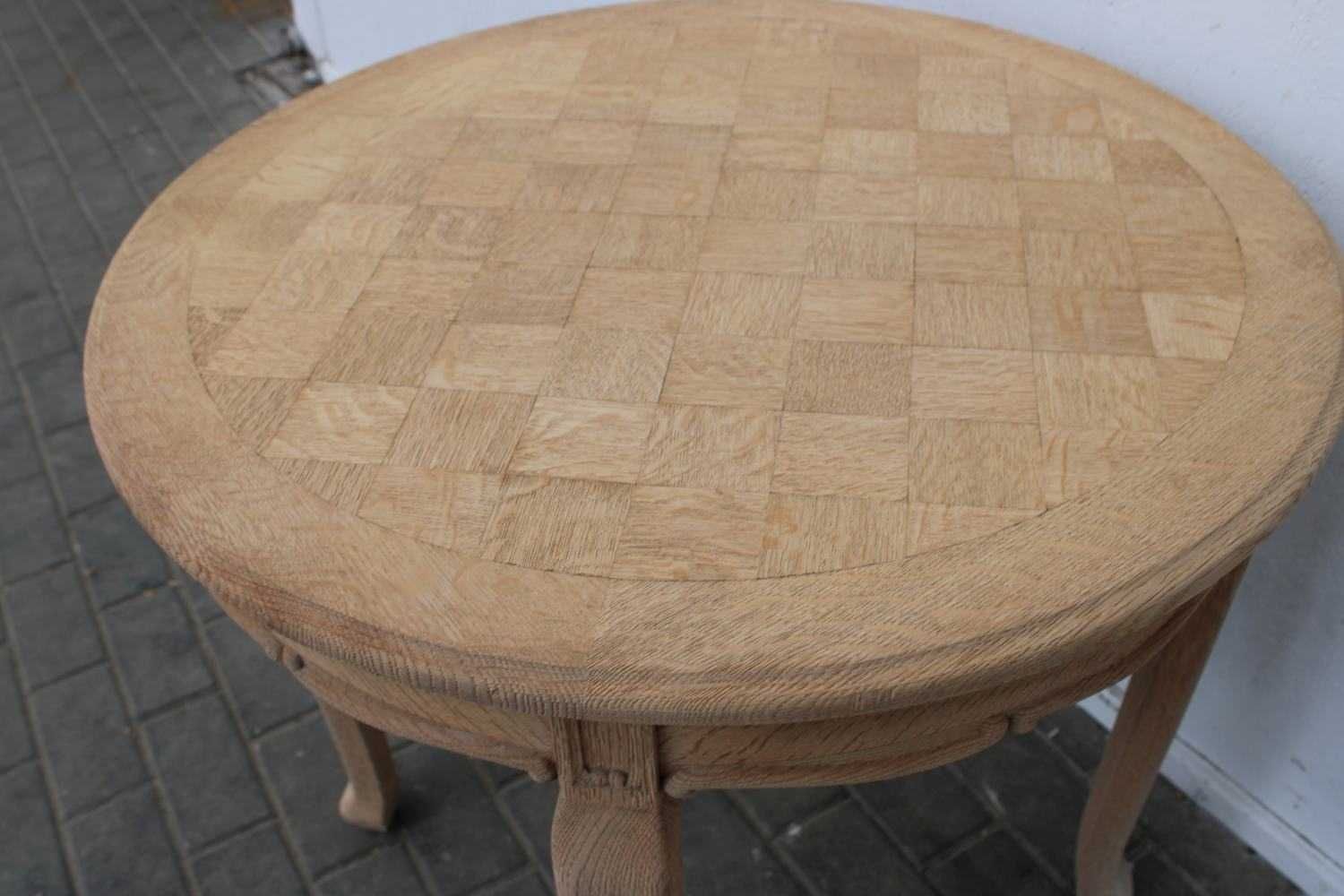 Oczyszczony dębowy okrągły stolik kawowy ludwikowski 75cm  490