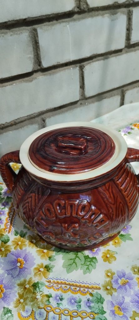 Керамічна каструля супниця глиняна посуда