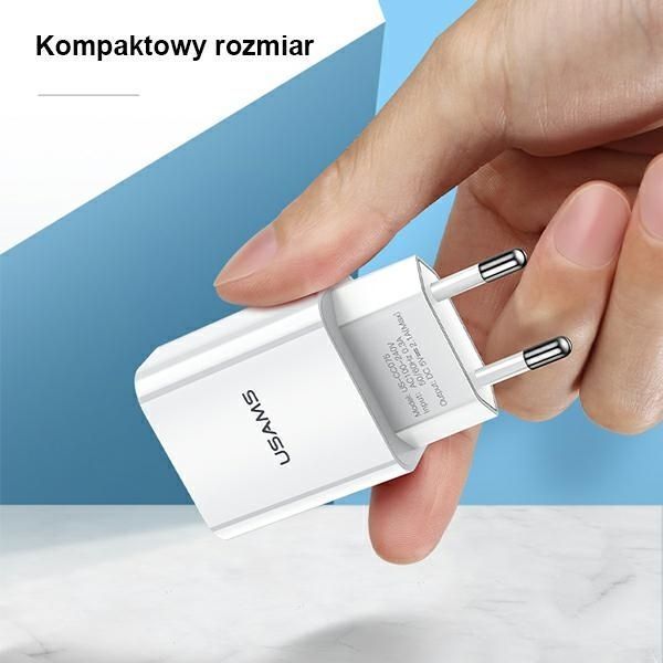 USAMS Ładowarka Sieciowa T18 2.1A USB-C Fast Charging - Biały