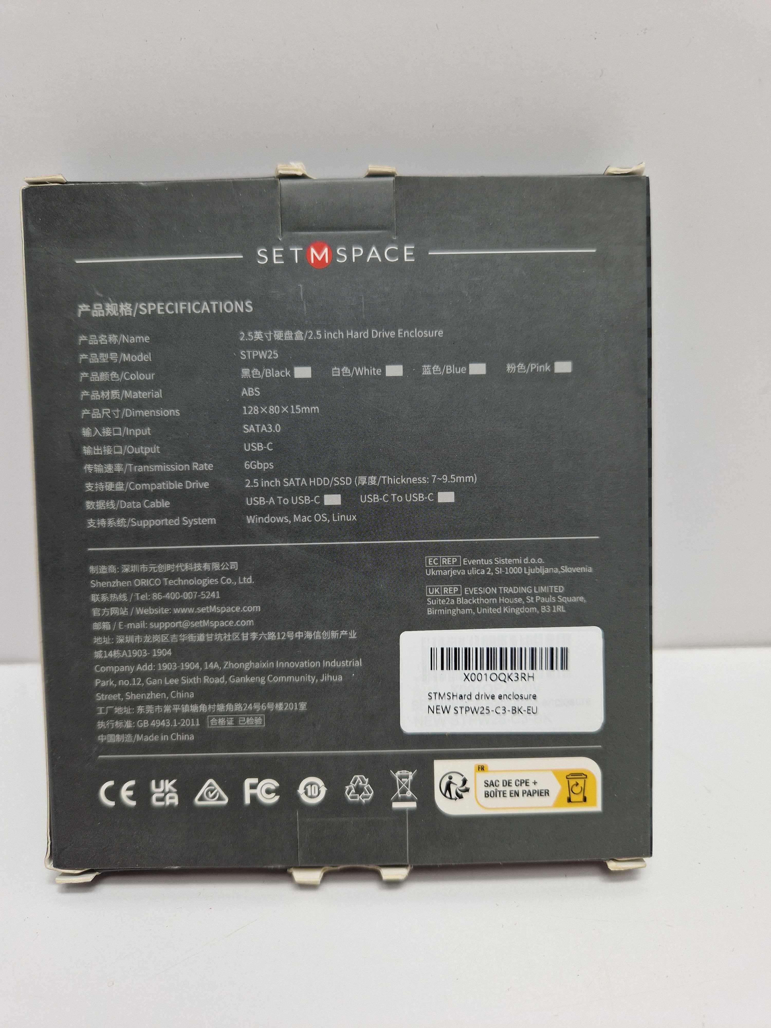 Setmspace obudowa dysku twardego 2,5" bez użycia narzędzi 3.0 czarny