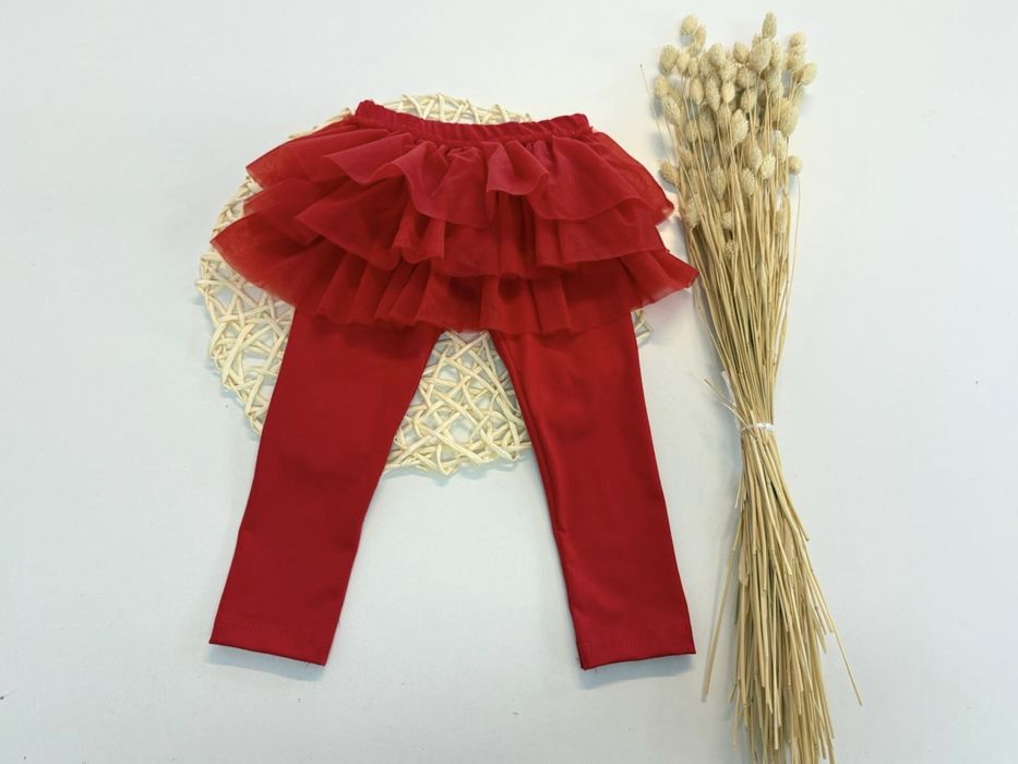 Legginsy czerwone ze spódniczką 116 MakBa