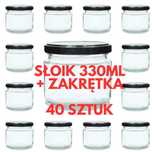 Słoik 330ml, zestaw 40 sztuk z nakrętkami, kolor czarny, nowy Warszawa