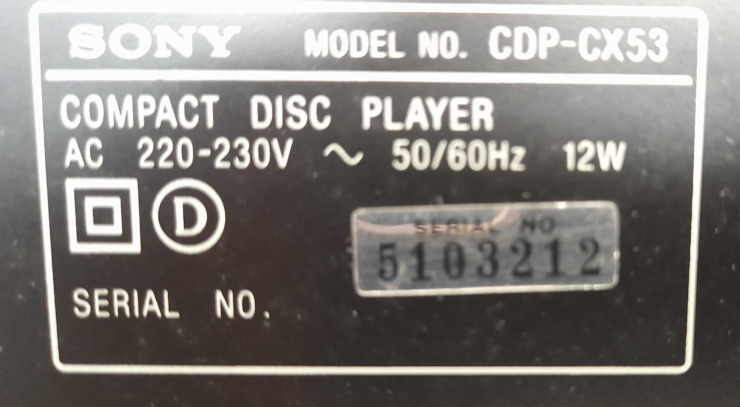 Compact Disc Player Sony mod. CDP-CX53 Max Storage 50+1 CD