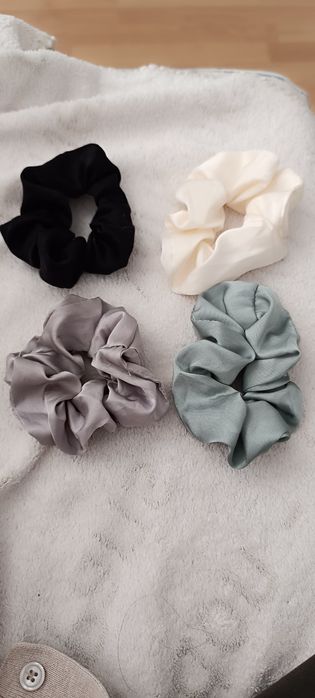Conjunto de 4 Scrunchies de Chiffon Neon Vintage - Elásticos para Rabo