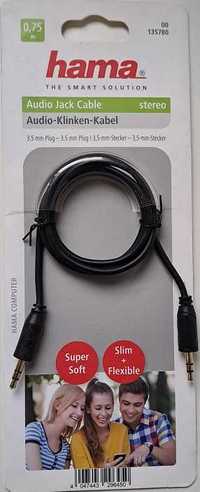 Kabel Hama 3,5mm jack x 3,5 mm jack czarny 0,75 m
