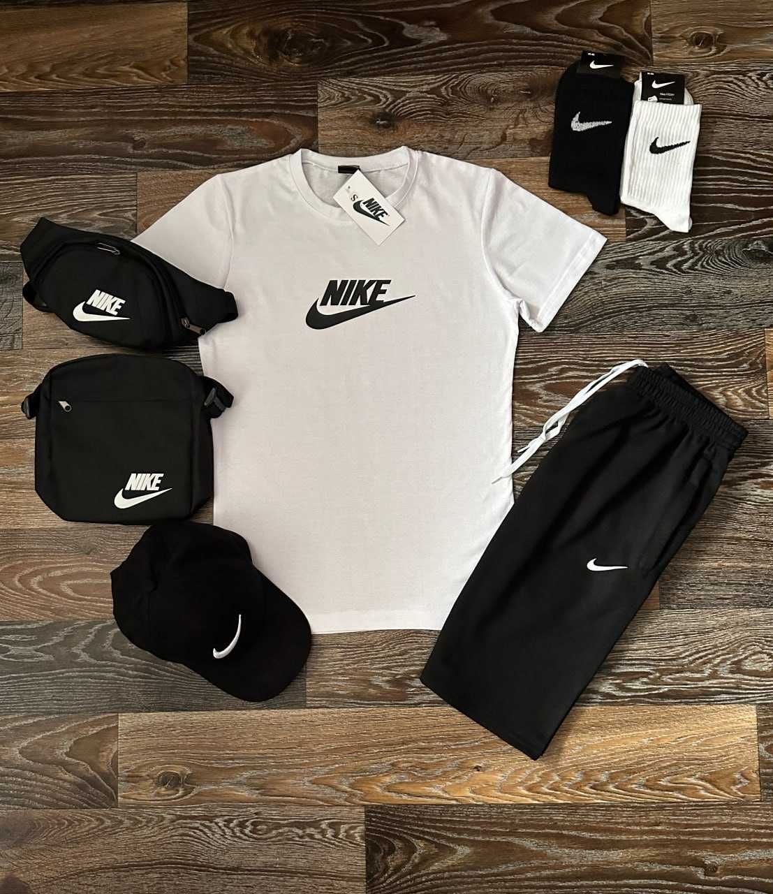 Летний мужской комплект Футболка + Шорты Nike Спортивный костюм лето
