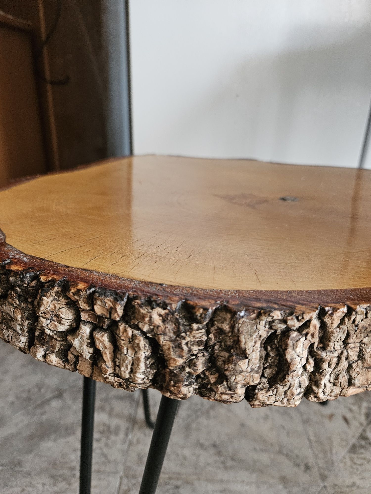 Stolik kawowym drewniany loft plaster drzewna