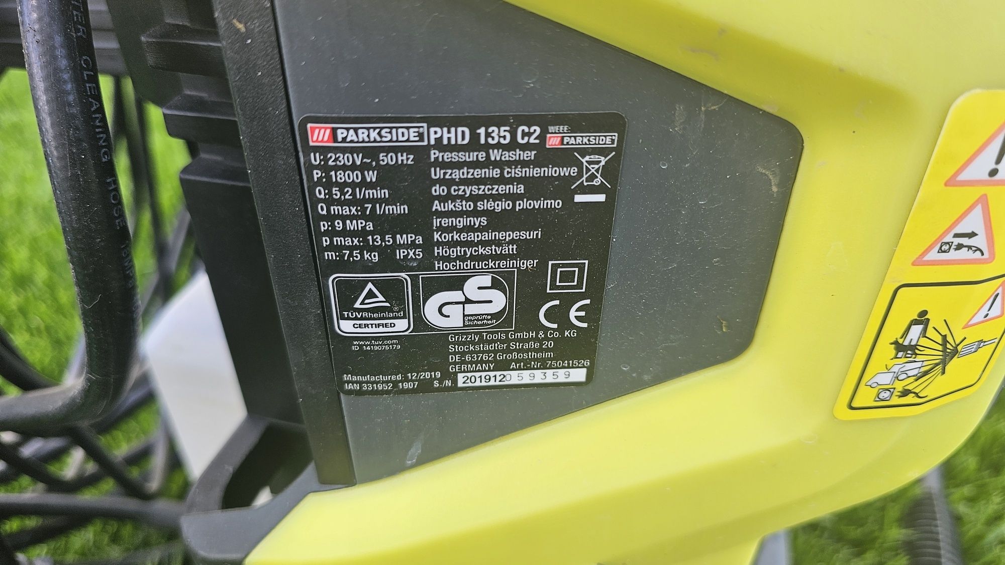 Myjka Parkside phd 135 c2