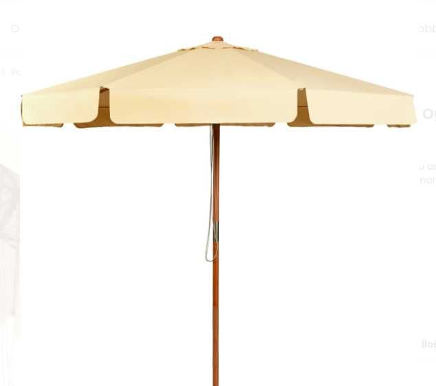 Parasol ogrodowy plażowy 300 cm beżowy UV regulacja drewno BUK