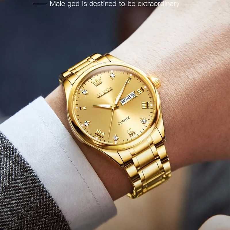 Мужские классические кварцевые часы OLEVS Quartz Watch календарь дата