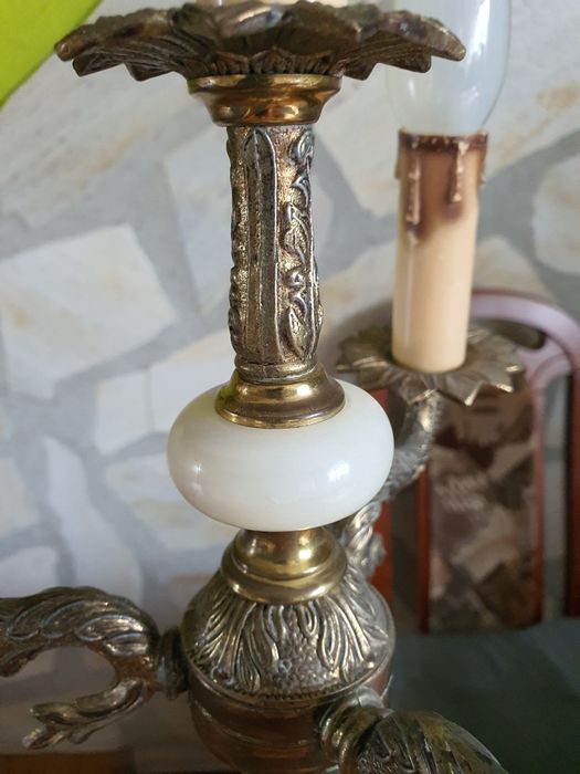 Stara lampa mosiezna z aniołem