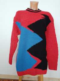 Sweter wełniany rękodzieło r. L/XL