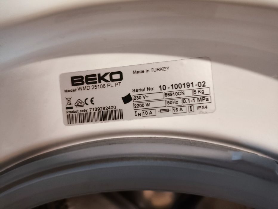 Pralka Beko WMD25106 uszkodzone łożyska bębna