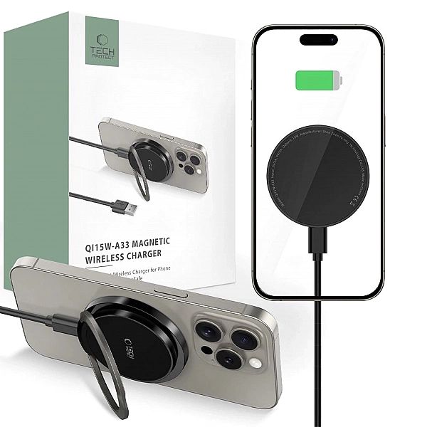 Ładowarka Tech-Protect QI15W-A33 indukcyjna z MagSafe i podstawką z ka