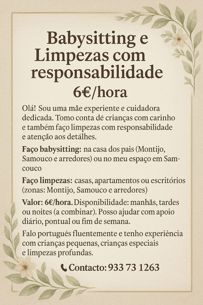 Limpezas no montijo e samouco