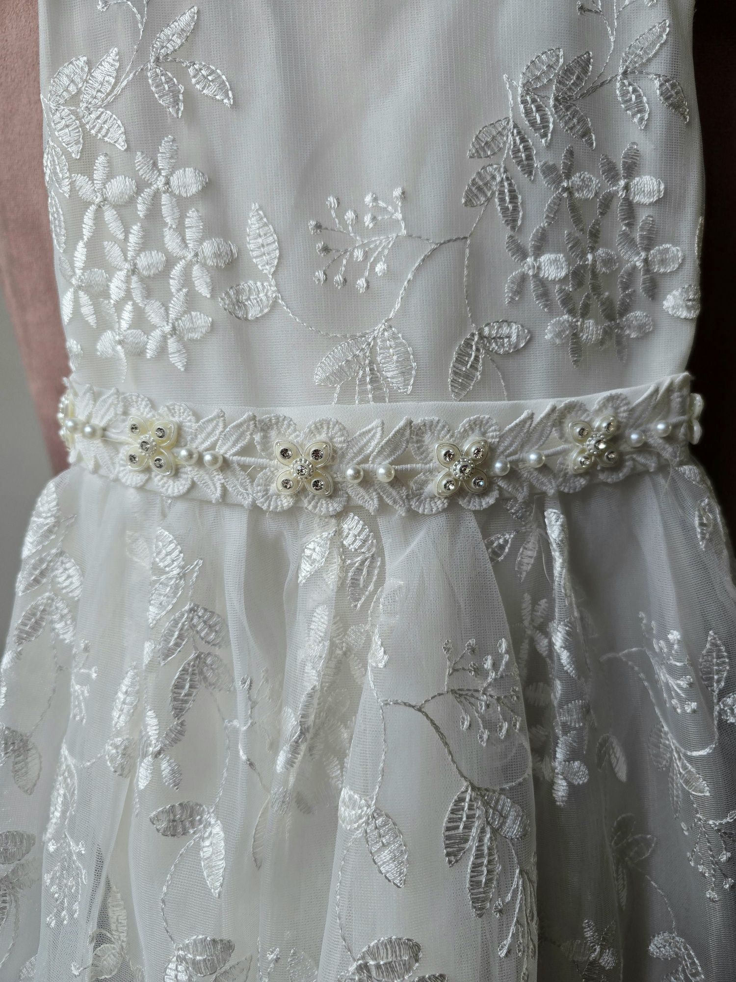 Sukienka biała ecru komunia wesele chrzest roz. 116