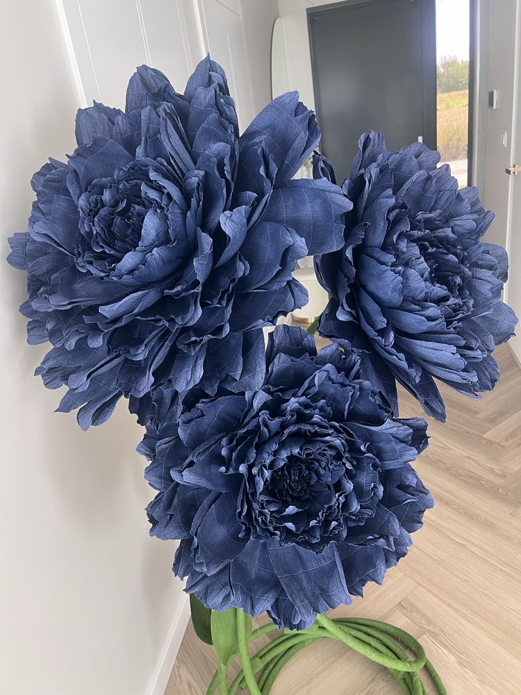 Peonie kwiaty giganty z krepiny niemieckiej 40/60/60cm zestaw urodziny