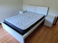 Cama de casal Ikea Malm 140x200, com colchão ortopédico