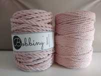 Sznurek do makramy bawełniany 3 żyłowy Bobbiny 9 + 5 mm pastelowy róż