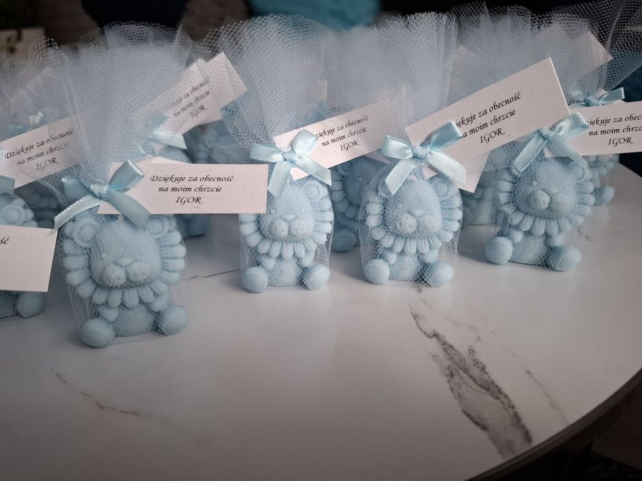 Podziękowania dla gości chrzest roczek urodziny lwy zwierzątka upomine