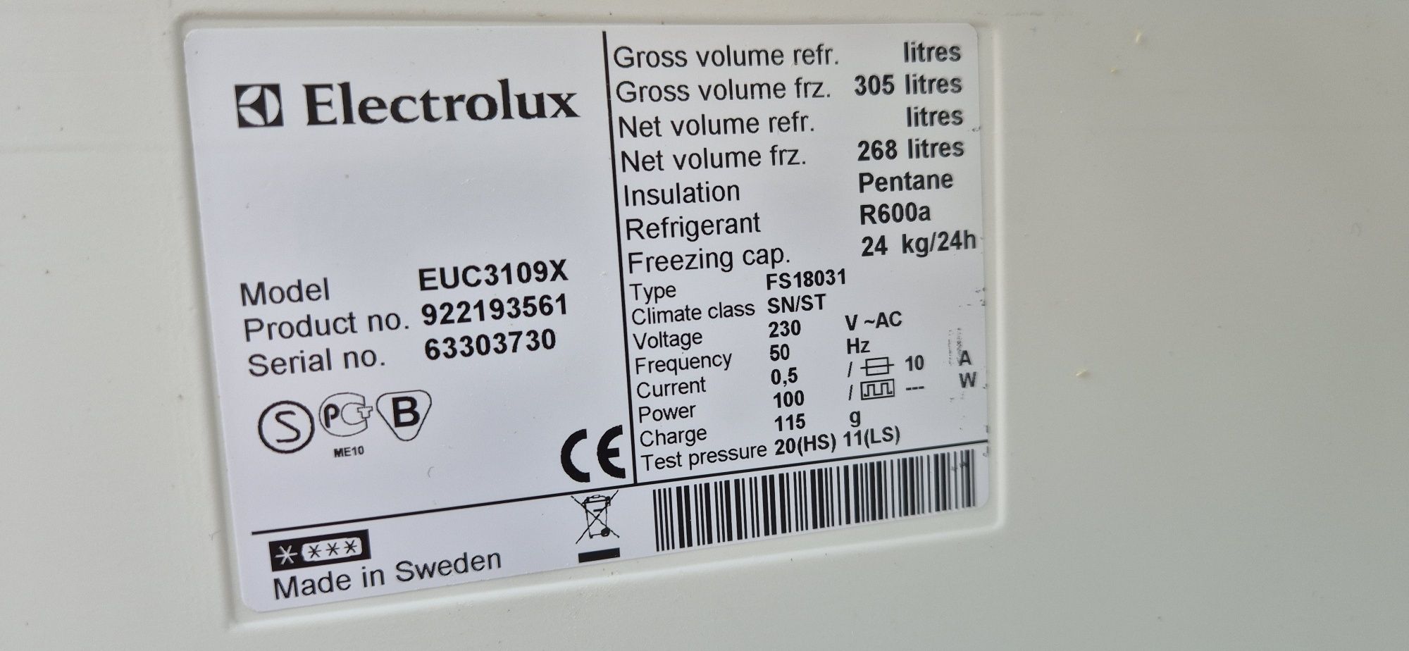Zamrażarka ELECTROLUX grawitacyjna