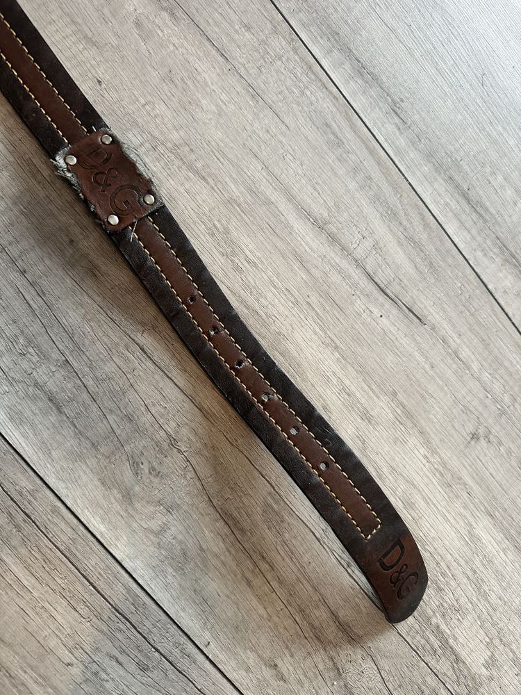 Dolce & gabbana pasek brązowy szyty 110 cm