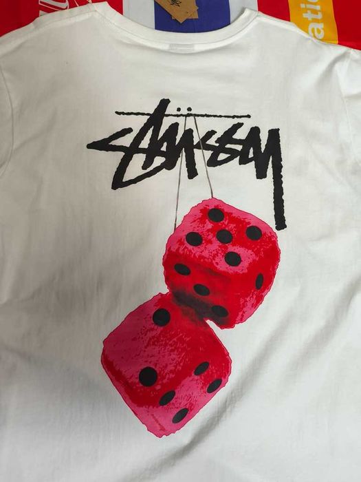 Stussy,Męska biała koszulka z nadrukiem letnim, rozmiar L
