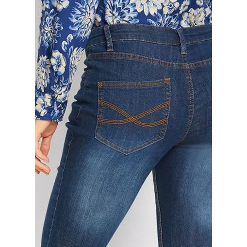 bonprix granatowe jeansowe damskie rurki skinny ze stretchem k 48/50