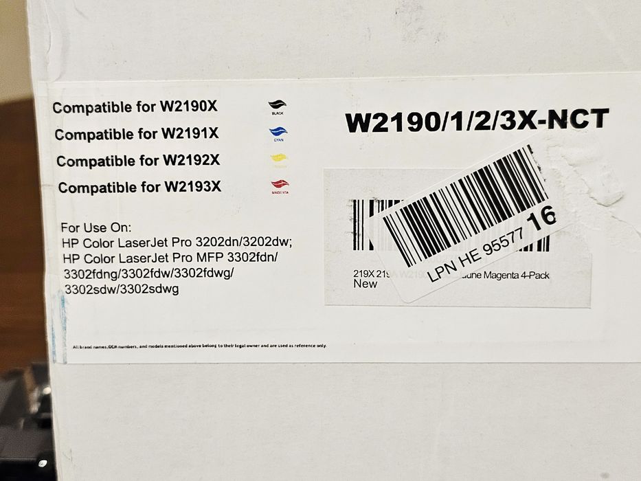 Картриджі W2190 /1/2/3X для принтера HP CLJ Pro 3202dn/3202dw