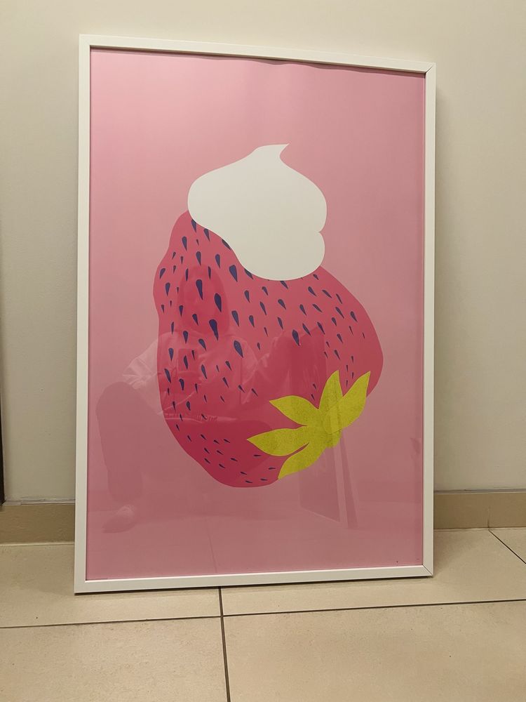 Ribba ramka z plakatem 60x90 rama biała truskawka