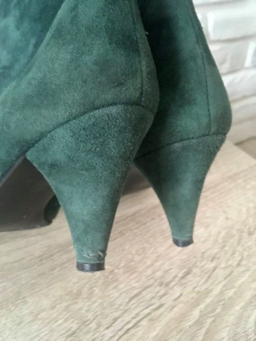 Kozaki, botki, buty marszczone, zamsz naturalny