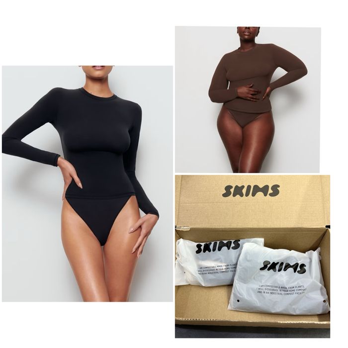 Кофта Skims XS S лонгслів чорна оригінал скімс