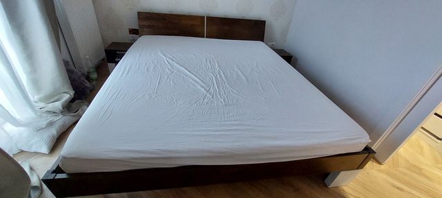 Łóżko drewniane, dębowe 180x200 cm + szafki + stelaze dwa