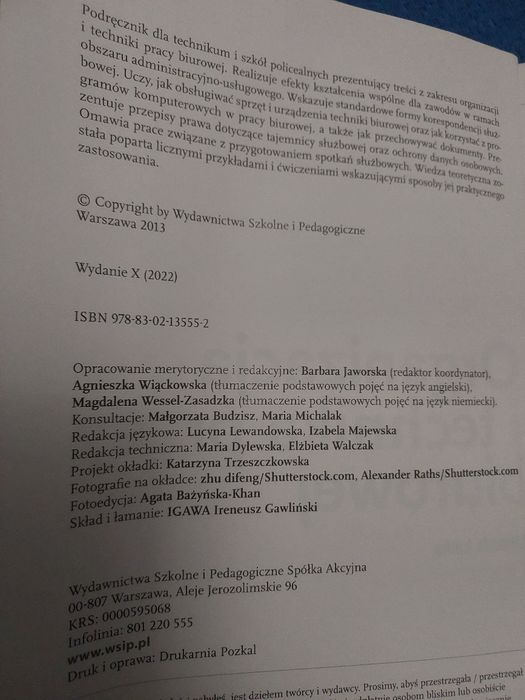 Organizacja i technika pracy biurowej podręcznik