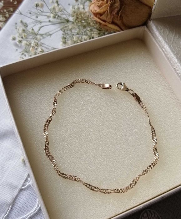 Złota 585 14ct 1,8 Gr bransoletka singapur złoto żółte