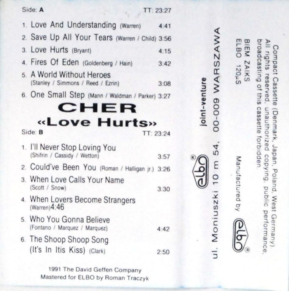 Cher - Love Hurts (ELBO) (kaseta) BDB