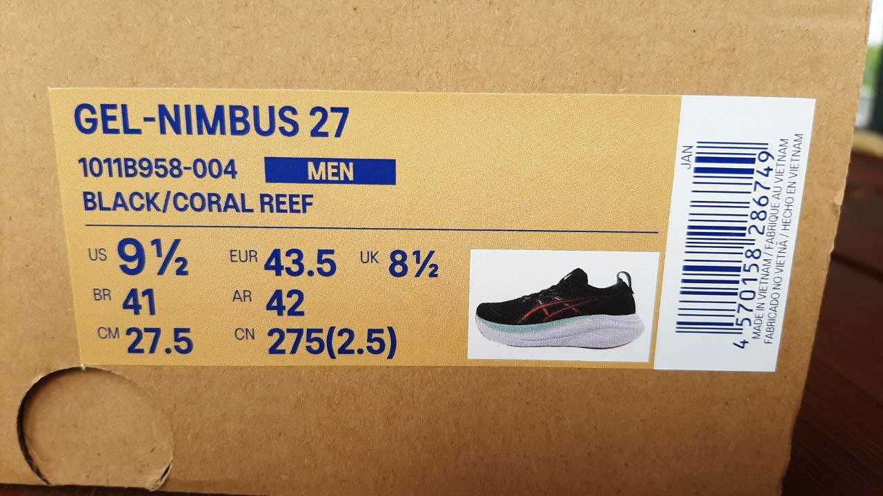 Чоловічі бігові кросівки Asics GEL-NIMBUS 27 1011B958-004