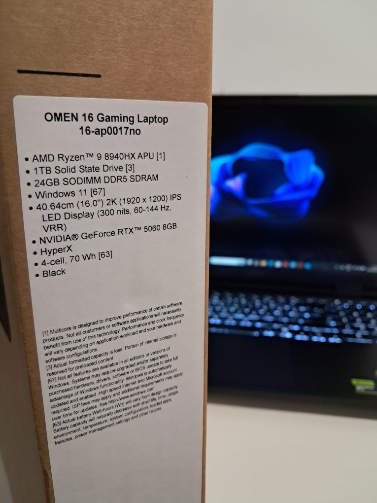 RTX 5060 8gb 115w + Ryzen 9 8940HX • HP Omen 16" 144hz • 24gb/1 tb ssd