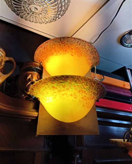 Candeeiro 2 Apliques Vidro Colorido