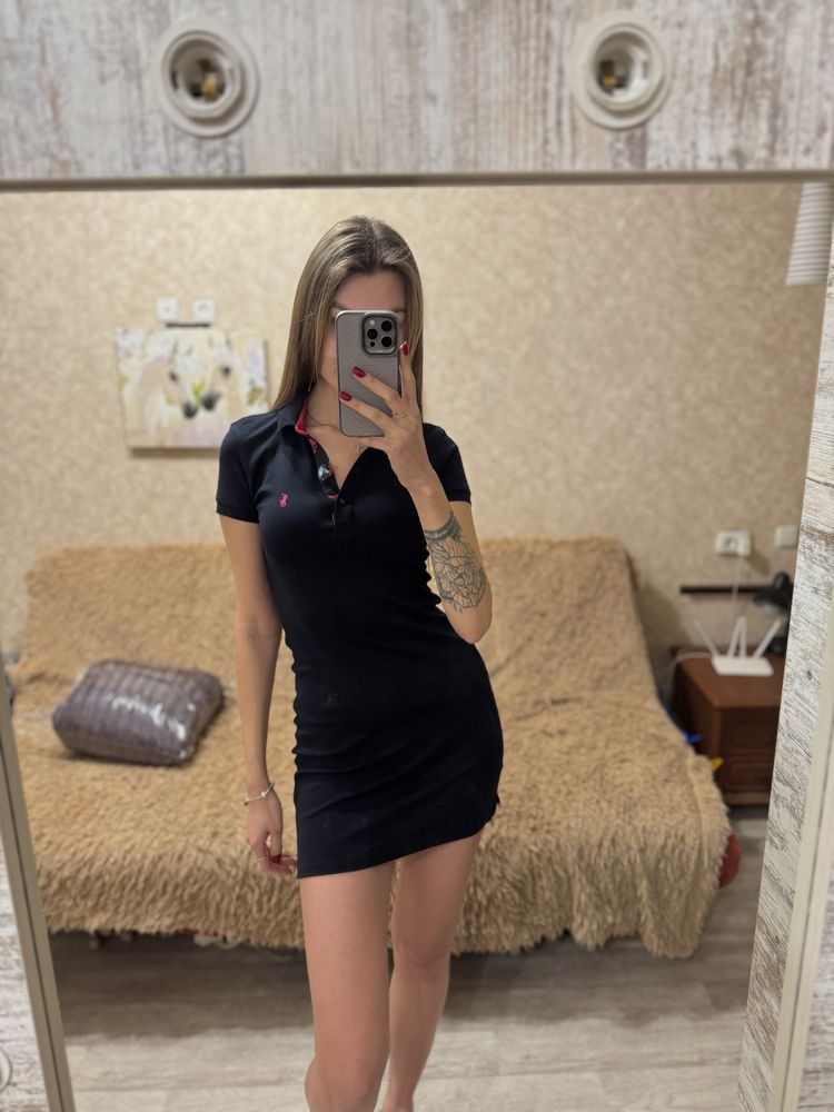 Платье поло темно синее мини