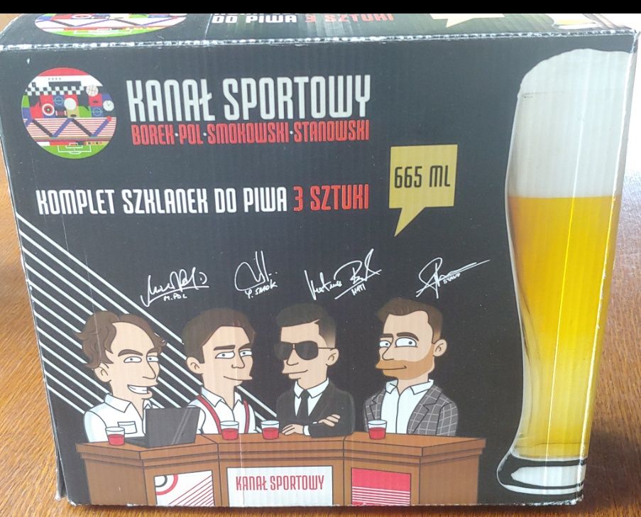 Piękny kultowy zestaw szklanek Kanał Sportowy