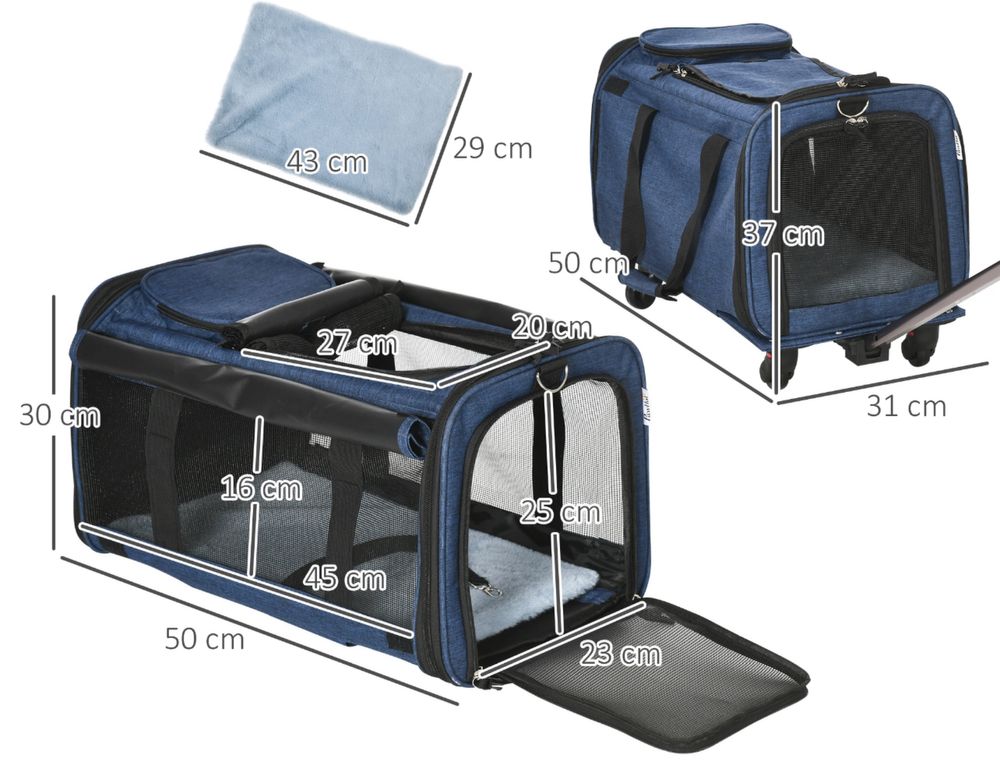 Transportadora para cão com rodas - PORTES GRÁTIS