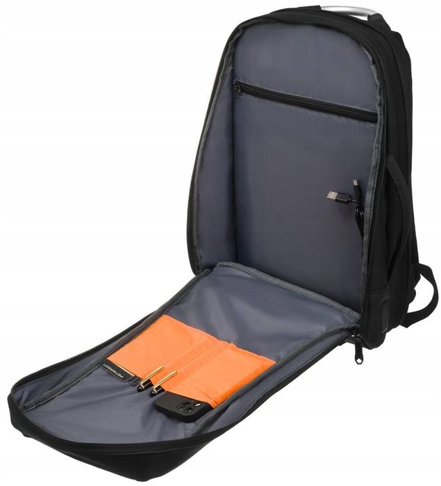 duży, pojemny plecak z portem usb i miejscem na laptopa - peterson